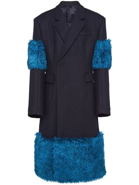 prada double breasted wool coat|Navy Double.